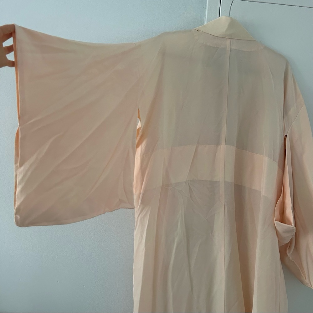 VINTAGE Solid Peach Kimono Bat Wing Sleeve Robe o/s - Picture 8 of 10